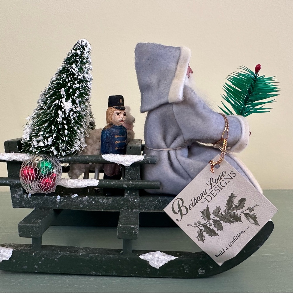 Bethany Lowe vintage Santa in Sleigh.  New w/tags.   It’s precious!